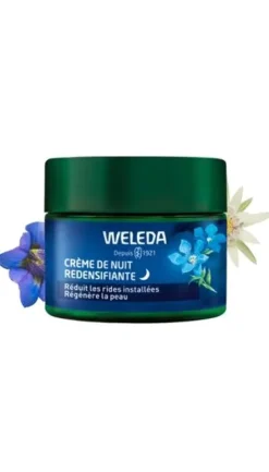 Crème de nuit redensifiante Gentiane bleue et Edelweiss Weleda - pot de 40ml