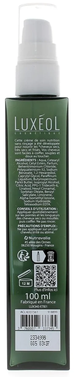 Crème de soin nutrition Luxéol - flacon-pompe de 100ml