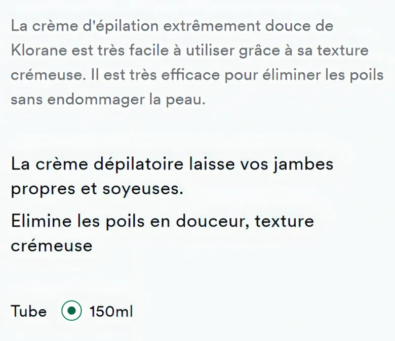 Crème dépilatoire à l'amande douce Klorane