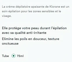 Crème dépilatoire à l'amande douce Klorane