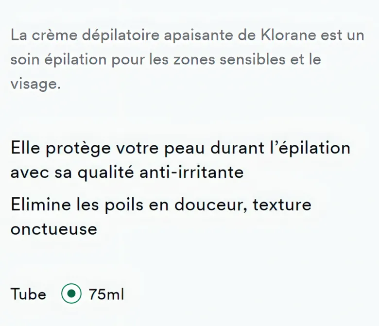 Crème dépilatoire à l'amande douce Klorane