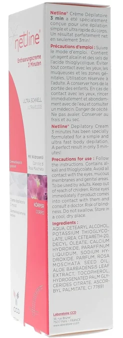 Crème dépilatoire 3 minutes Netline - tube de 150 ml