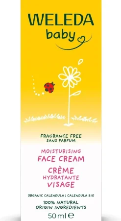 Crème hydratante visage Calendula bio sans parfum Weleda Baby - tube de 50ml