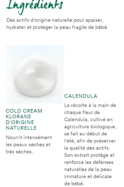 Crème lavante Cold Cream Klorane Bébé - tube de 200 ml