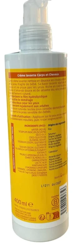 Crème lavante corps et cheveux Calendula Weleda bébé