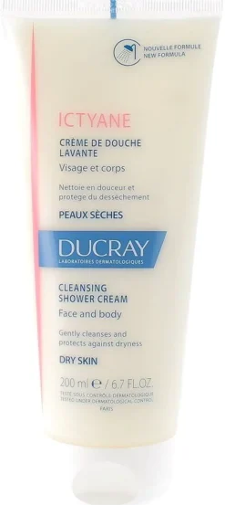 Crème lavante Ictyane peaux sèches Ducray - tube de 200ml
