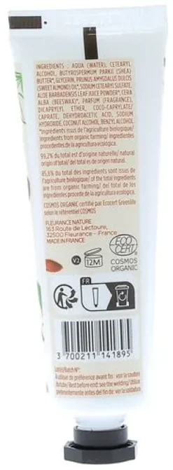 Crème mains amande douce bio Fleurance nature - tube de 30 ml