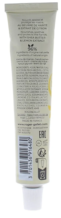 Crème mains Cédrat Roger & Gallet - tube de 30 ml