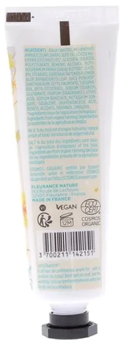 Crème mains fleur de tiaré bio Fleurance nature - tube de 30 ml