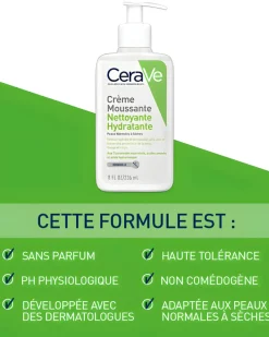 Crème moussante nettoyante hydratante CeraVe