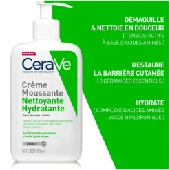 Crème moussante nettoyante hydratante CeraVe