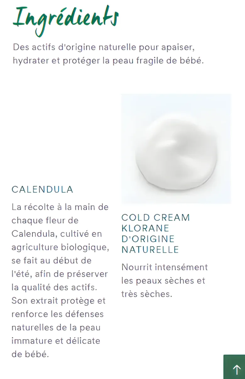 Crème nutritive cold cream Klorane Bébé