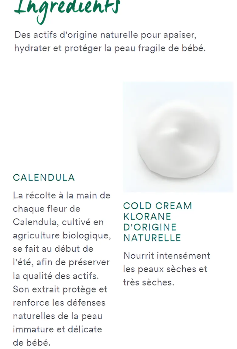 Crème nutritive cold cream Klorane Bébé