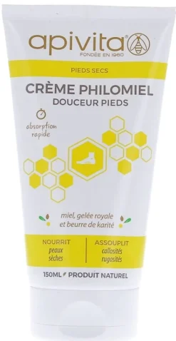 Crème Philomiel douceur pieds Apivita – tube 150 ml