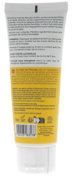 Crème pieds réparatrice bio CicaManuka - tube de 75 ml