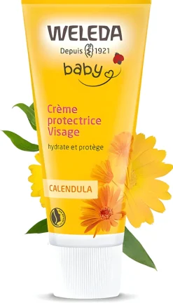 Crème protectrice visage au Calendula Weleda bébé - tube de 50 ml