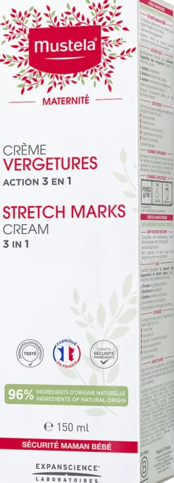 Crème prévention vergetures 3 en 1 Mustela - tube de 150 ml