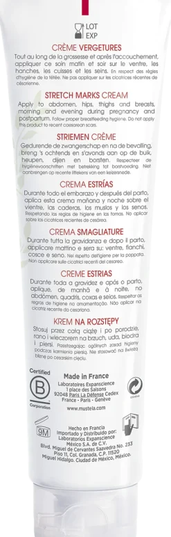 Crème prévention vergetures 3 en 1 Mustela - tube de 150 ml