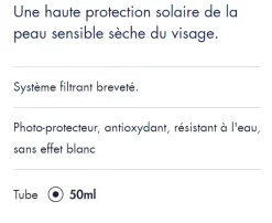 Crème solaire pour peaux sensibles haute protection spf 30 Avène - tube de 50 ml