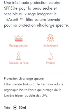 Crème solaire SPF50+ Avène - tube de 50ml