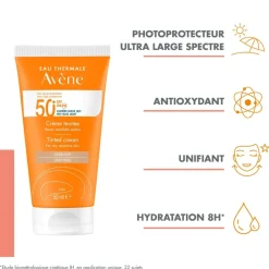 Crème solaire teintée SPF 50+ Avène - tube de 50 ml
