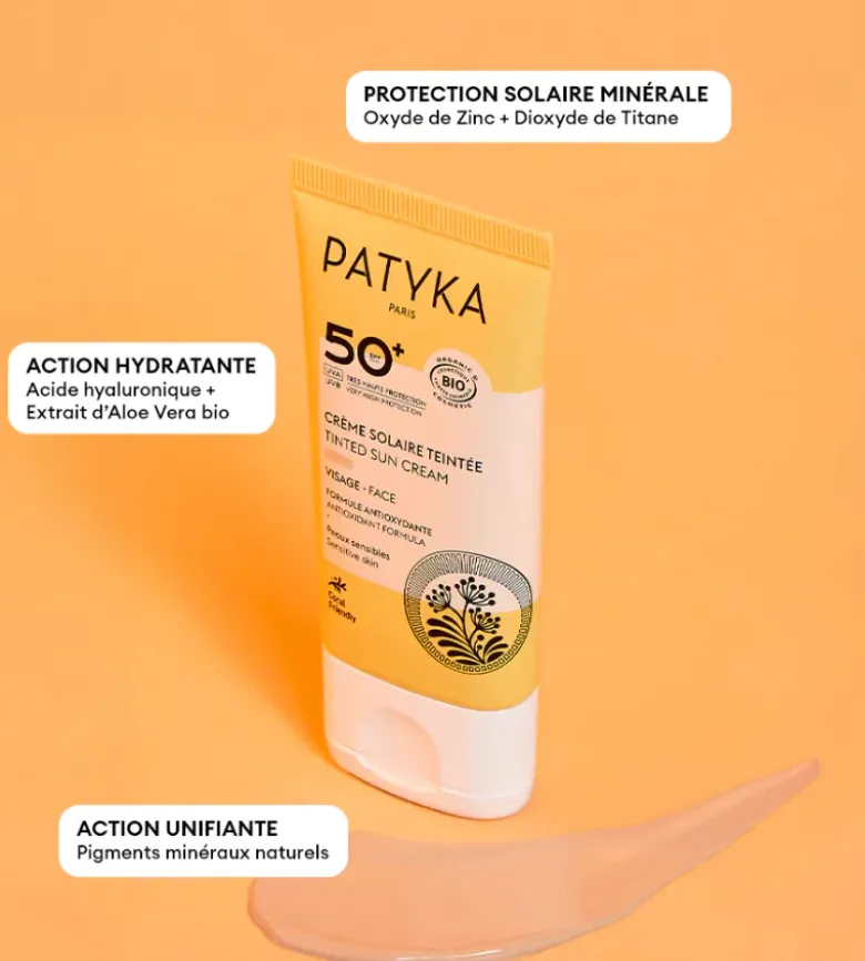 Crème solaire teintée spf50+ Patyka - tube de 40ml