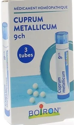 Cuprum metallicum 9 CH Boiron – granules, 3 tubes de 4 g