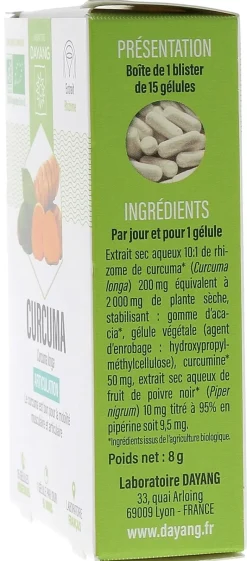 Curcuma articulation bio Dayang - boîte de 15 gélules