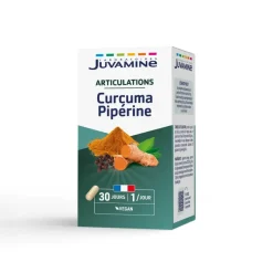 Curcuma Pipérine Articulations Juvamine - boîte de 30 gélules