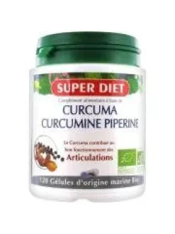 Curcuma Pipérine Bio Super Diet - pot de 120 gélules