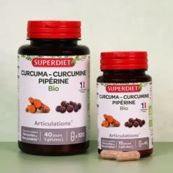 Curcuma Pipérine Bio Super Diet - pot de 120 gélules