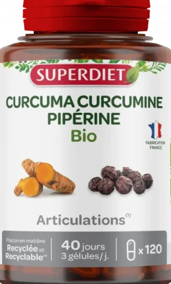 Curcuma Pipérine Bio Super Diet - pot de 120 gélules