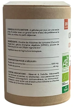 Curcuma Pipérine 1200mg Ecoresponsable confort articulaire Nat&Form - boite de 90 gélules