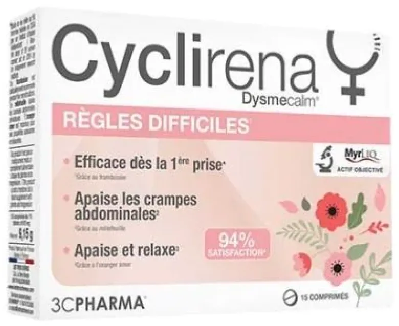 Cyclirena dysmecalm règles difficiles 3C Pharma - 15 comprimés