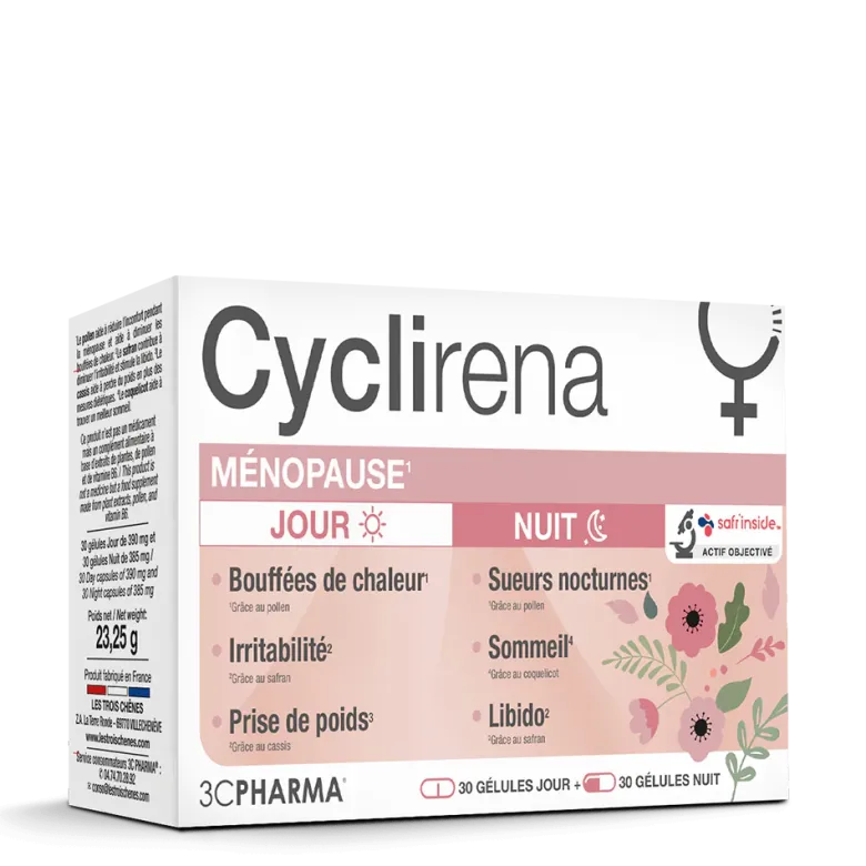 Cyclirena ménopause jour et nuit 3C Pharma - boite de 30 gélules