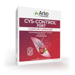 Cys-Control Fort Confort urinaire avec microbiotiques Arkopharma - boîte de 10 sachets + 5 sticks à diluer