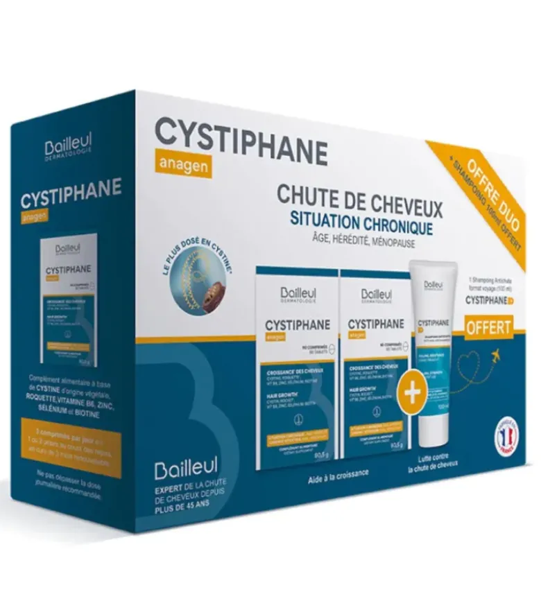 Cystiphane anagen chute de cheveux Bailleul - offre duo + shampoing 100ml offert