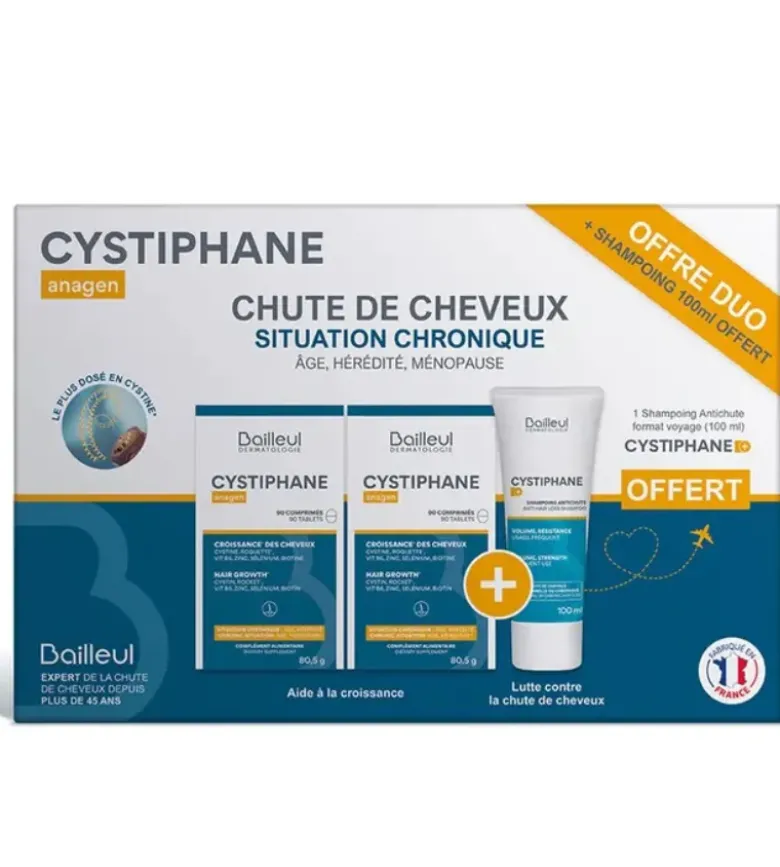 Cystiphane anagen chute de cheveux Bailleul - offre duo + shampoing 100ml offert
