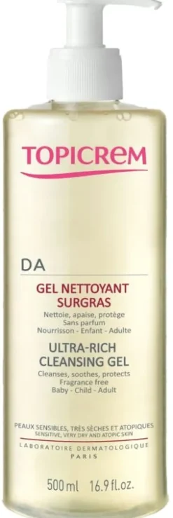 DA gel nettoyant surgras Topicrem - flacon-pompe de 500 ml