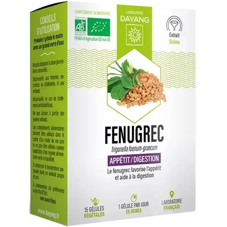 Dayang Fenugrec bio appétit/digestion – 15 gélules
