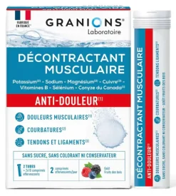 Décontractant musculaire anti-douleur goût fruits des bois Granions - 2 tubes de 10 comprimés