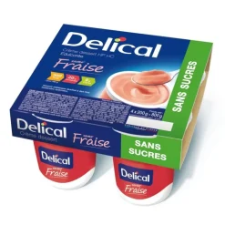 Delical crème dessert sans sucre fraise - 4 pots de 200g