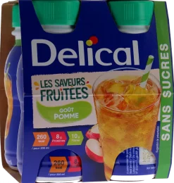 Delical Les saveurs fruitées Boisson sans sucres goût pomme - 4 bouteilles de 200ml