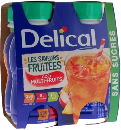 Delical Les saveurs fruitées Boisson sans sucres goût multifruits - 4 bouteilles de 200ml