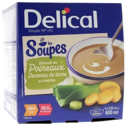 Delical Soupe HP/HC Velouté de poireaux, pommes de terre et crème - 4 bols de 200ml