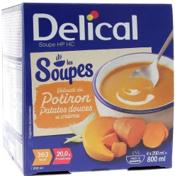 Delical Soupe HP/HC Velouté de potiron patates douces et crème - 4 bols de 200ml