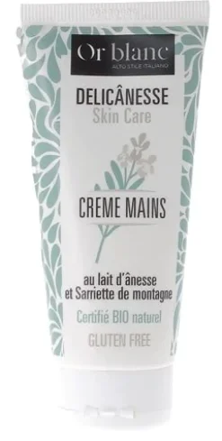 Delicânesse Crème mains au lait d'ânesse bio Or Blanc - tube de 100ml