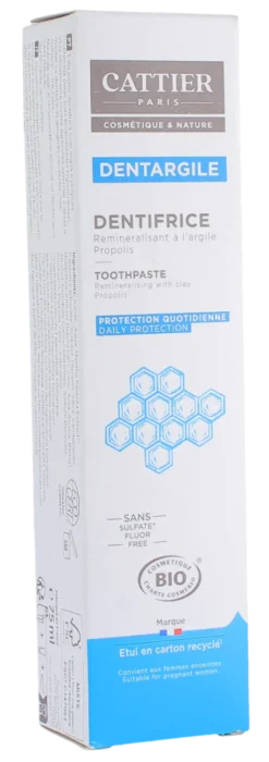 Dentargile dentifrice reminéralisant à l'argile et propolis bio Cattier - tube 75ml