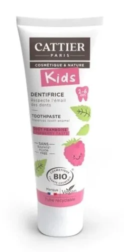 Dentifrice bio 2-6 ans goût framboise Cattier - tube 50ml