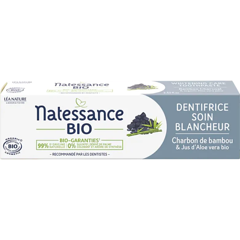 Dentifrice soin blancheur bio Natessance - tube de 75ml